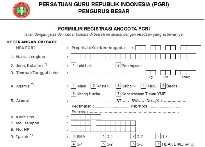 Pendaftaran PGRI Tamalate - Persatuan Guru Republik Indonesia Cabang Tamalate